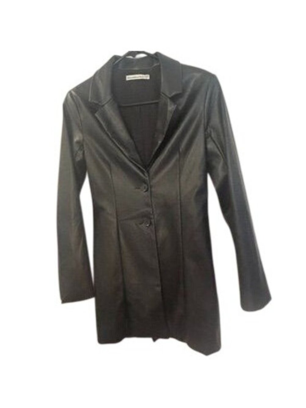 Abercrombie & Fitch Womens Faux Leather Black Blazer Long Jacket XS Petite